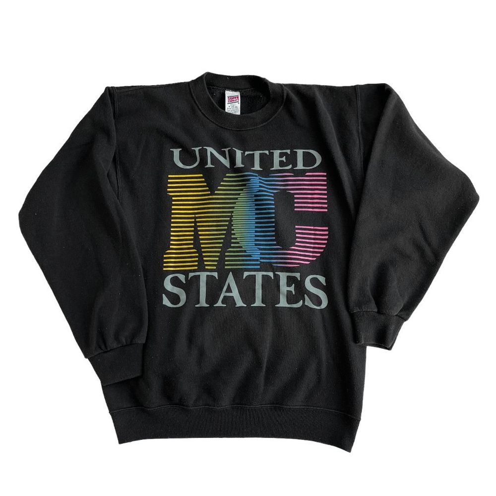 Black Vintage 90s Sweatshirt United Stated Script Super Soft